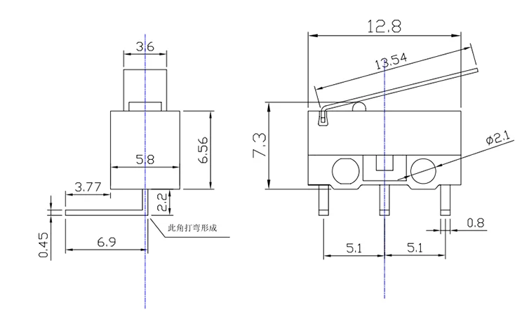 10Pcs Micro Endschalter Momentary Push Button Schalter 1A 125V AC Maus Schalter 3Pins Lange Griff Roller hebel Arm SPDT 12X6X6MM – Detail 6