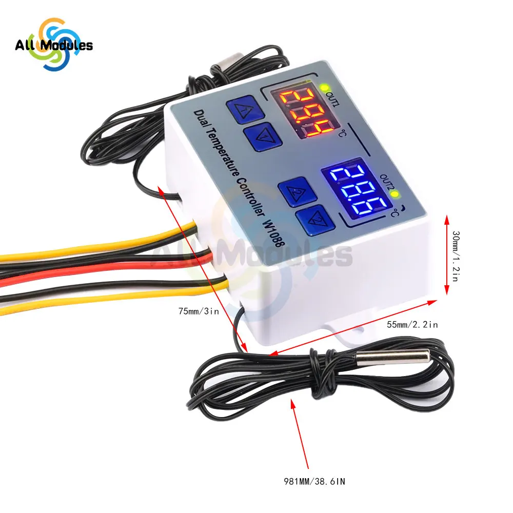 W1088 Dual LED Digital Temperature Sensor Meter Controller Electric Heating  Thermostat 220V Aquarium Incubator Thermoregulator - AliExpress
