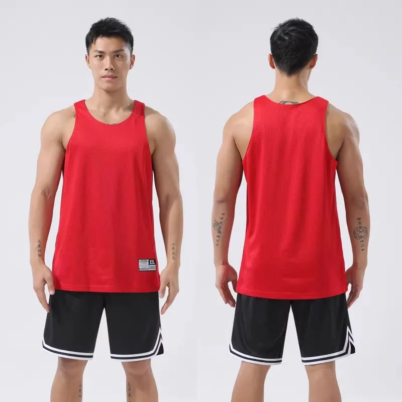 Reversible Basketball Uniform Vest Double-layer Large Mesh American Training Quick-drying Loose Sleeveless Fitness Clothing Men basketball jerseys