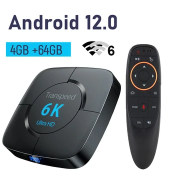 Tranpseed 안드로이드 12.0 TV 박스 보이스 어시스턴트 6K 3D Wifi6 2.4G & 5.8G 4GB RAM 32G 64G 미디어 플레이어 초고속 박스 탑 박스, G/G