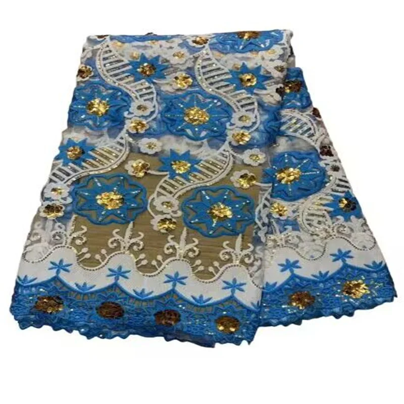 

African Tulle Lace Fabric 5yards High Quality Embroidery French Net Lace Fabric With Stones Party Wedding Material For Sewing