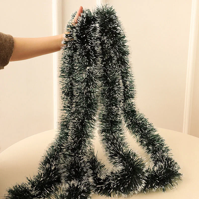 2/4M Green Christmas Tree Decoration Ribbon Garland Christmas Tree Bar Tops Ornaments Xmas Tinsel Grass Ring Family Reunion Party christmas decorations