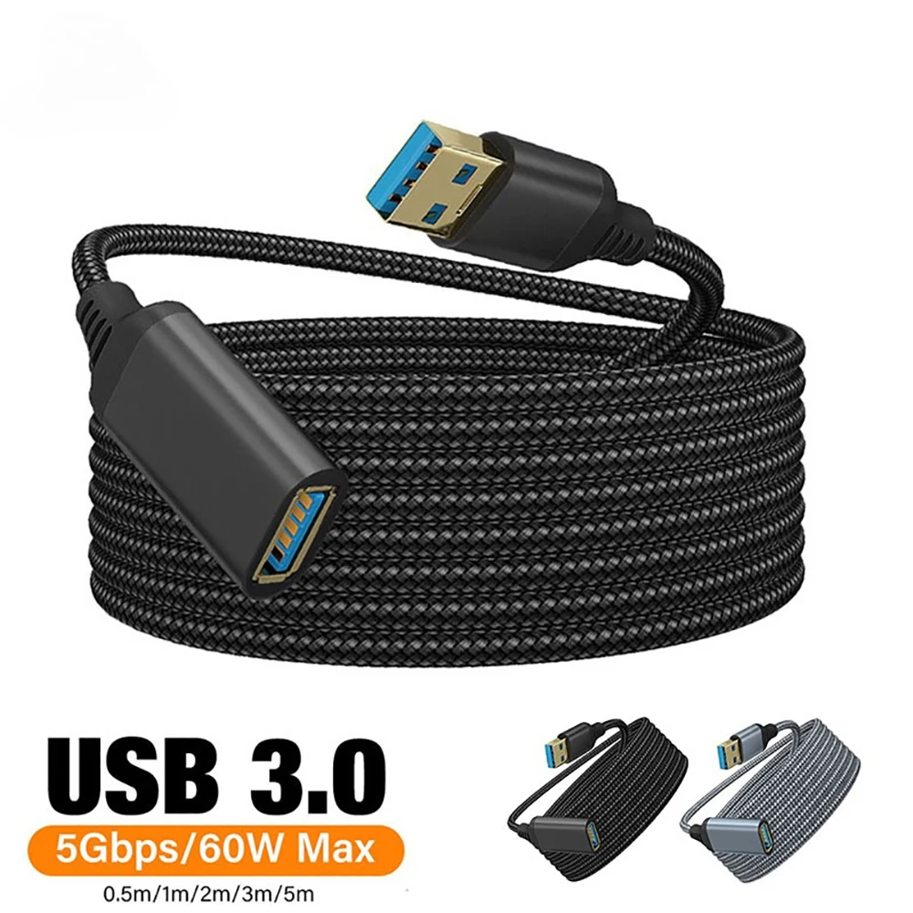 나일론 편조 USB 3.0 남성-여성 고속 전송 데이터 케이블 컴퓨터 카메라 프..
