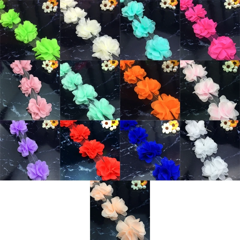 

3D Chiffon Cluster Flowers DIY Sewing Handmade Craft Materials Wedding Supplies
