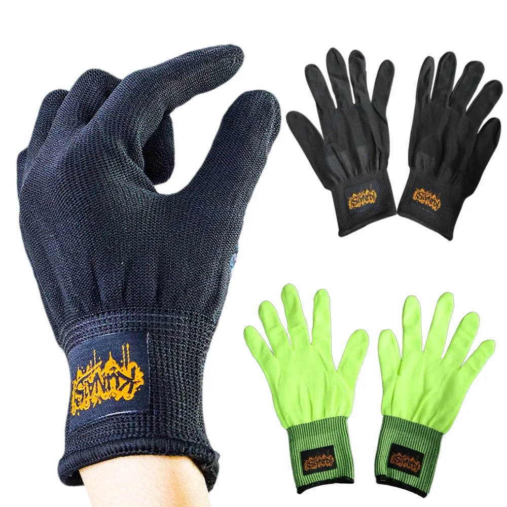 Gants en nylon noirs taille unique, lot d'une paire, pour travaux de précision.