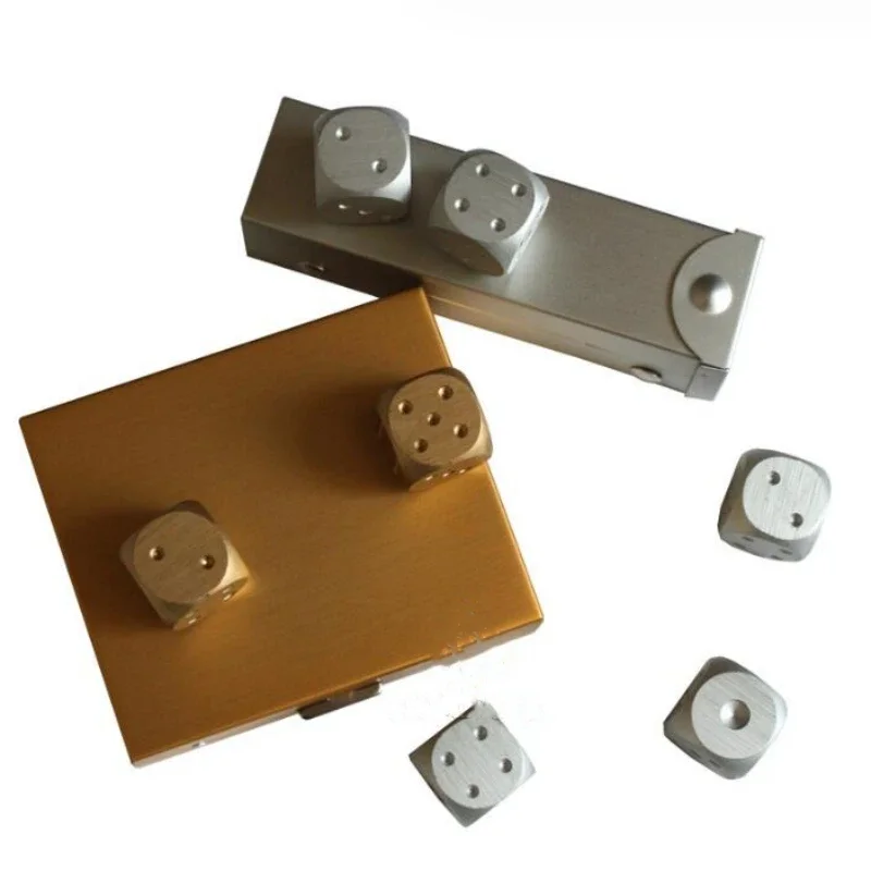Upscale Pure Silver Gold Color Aluminium Alloy Dices Exquisite Box Dominoes Game Camping Poker KTV Bar Party Props Dice Set