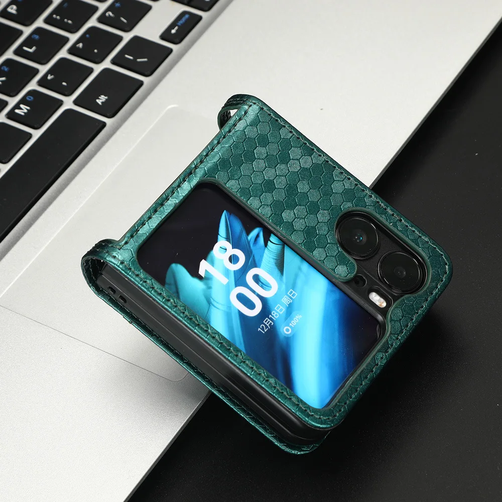 Geometric Leather Card Holder Wallet Non-Slip Shockproof Phone Case Cover
