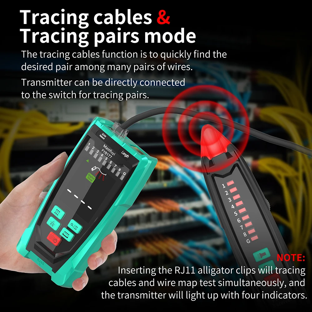 MASTFUYI FY8177 Network Cable Tester RJ45 LAN Cable Tester Finder Wired Tracker Receiver Network Maintenance Tool 4