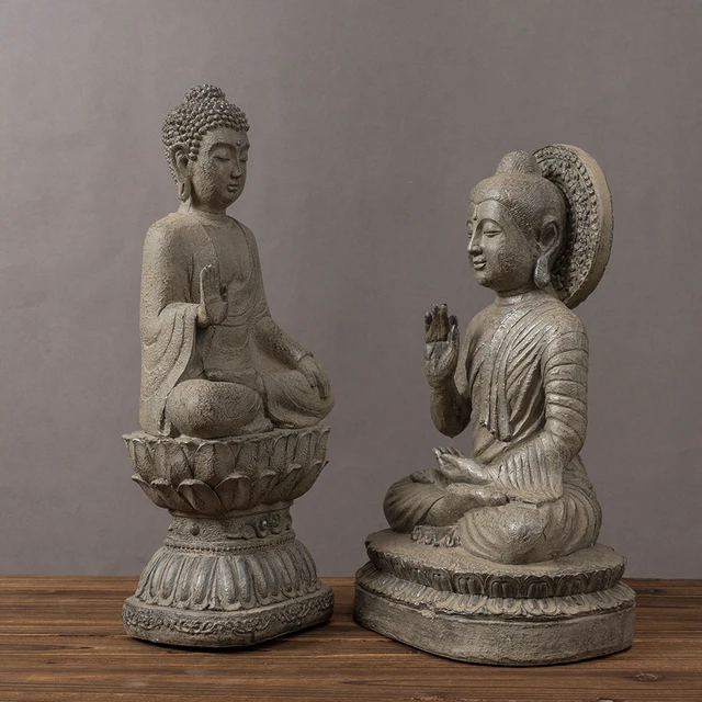 SAAKAR – Statue de bouddha Zen rétro, méditation, moines Tathagata, bouddhisme tibétain, Sculpture de tête, maison, salon, artisanat en résine, ornement 2