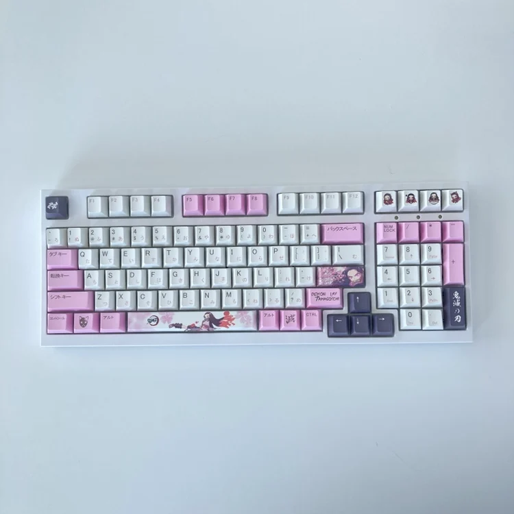 Chaves Demon Slayer Kamado Nezuko Keycaps Pbt Material Cereja Perfil Personalizado Keycap para mx Interruptor Teclado Mecânico 135 - Imagem 4