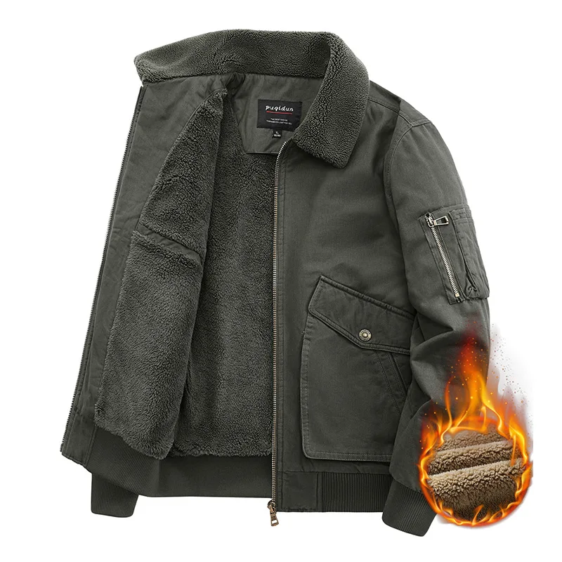 

2023 High Quality Plush And Thickened Men's Jacket, Autumn And Winter Pure Cotton Casual Jacket, Men's Solid Color Cotton Jacket