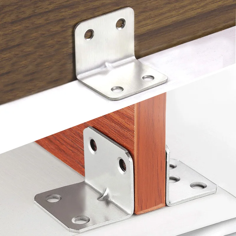 Stainless Steel Corner Braces L Shape Brackets 90 Degree Furniture Plate Hardware Right Angle Bracket for Wood Shelves Chairs