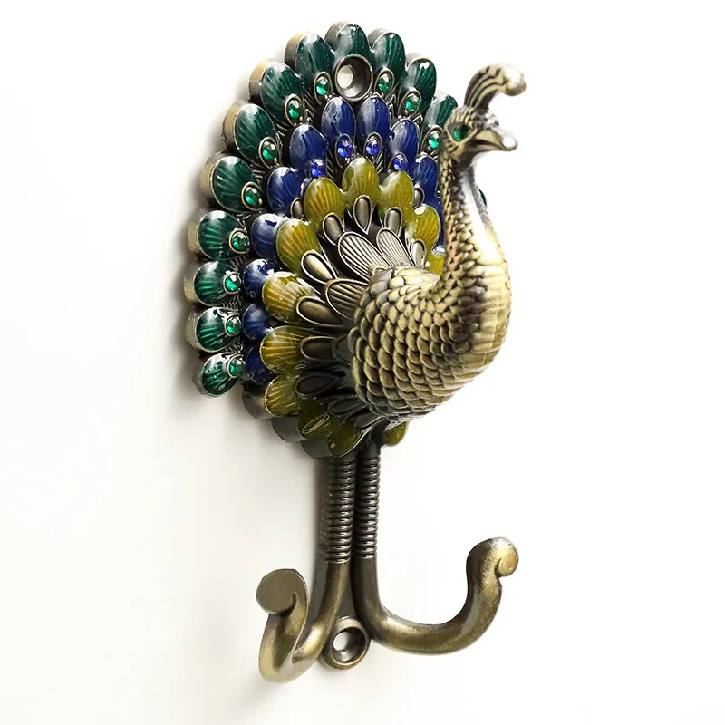 Peacock Curtain Hook Wall Hook Alloy Vintage Peacock Antique Wall Hangers Bathroom Organizer Utensils Accessories Tools 5