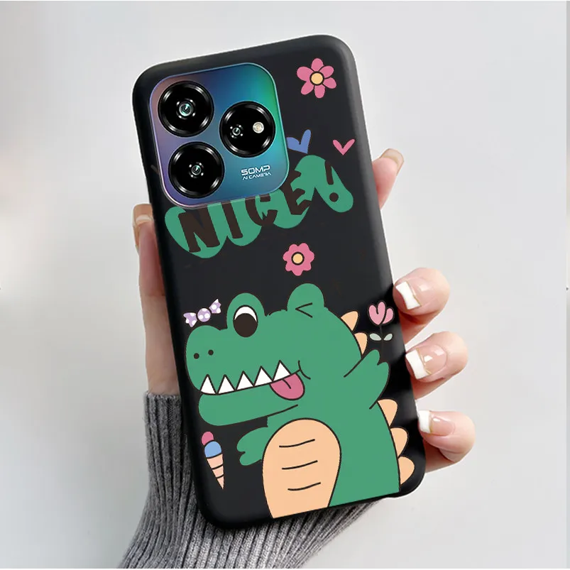 Black Soft Silicone Case with Cute Flower Cartoon Design
