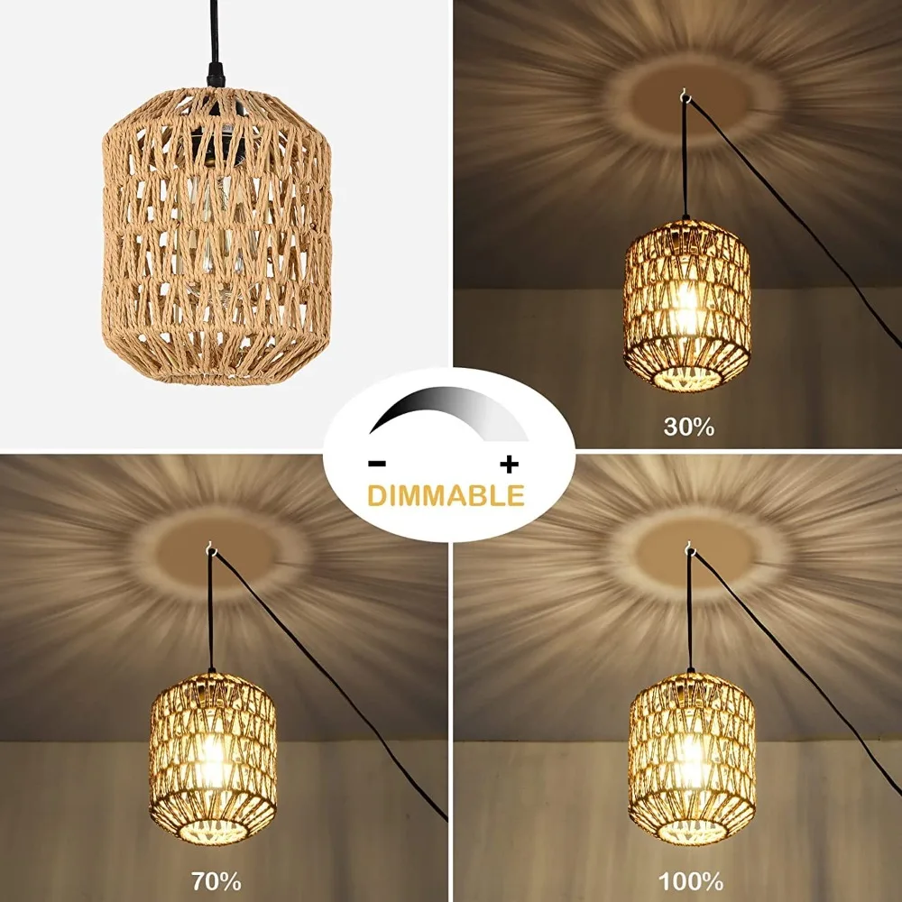EU Plug Bamboo Chandelier Hanging Lamp Wabi-sabi Zen Style Handmade Rattan Fixture Home Living Room Decor Ceiling Pendant Light