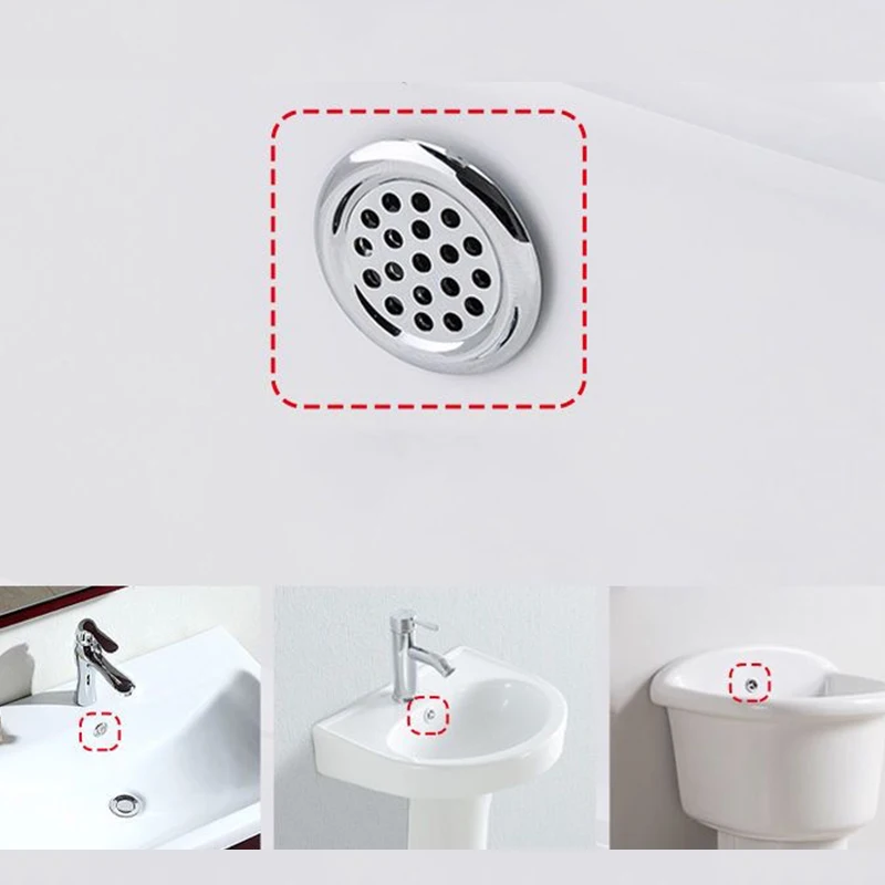 Bathroom Basin Faucet Sink Overflow Cover Brass Six-foot Ring Insert Replacement for Home Multi-size Round Overflow Hole basin drain cover sink hole cover