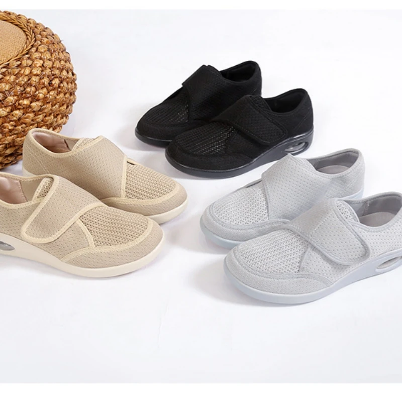 new design hook and loop and  more wide  very soft comfortable health shoes for walking and diabetics for  lady 4