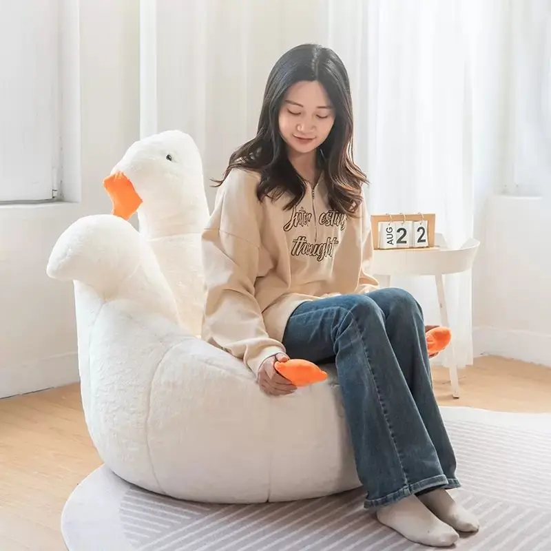 IUTOPO Bedroom Can Lie Down or Sleep Single Casual Bean Bag Lazy Sofa Cute Cartoon Swan Shape Home Leisure Sofa Tatami Balcony