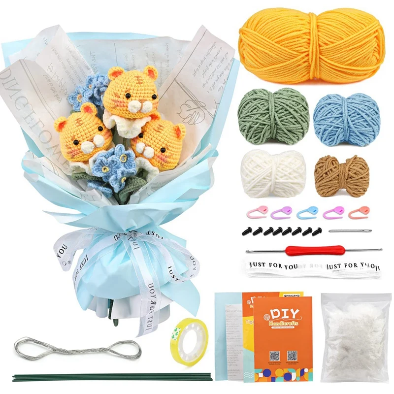 

Crochet Kit For Beginners,Crochet Tigers Bouquet Kit,Crochet Beginner Kits With Yarn With Detailed Tutorials And Videos