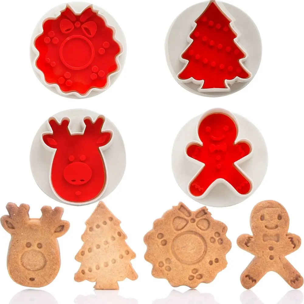 DIY Christmas Theme Cookie Stamp Mould Fondant Embosser Molds 3D Biscuit Mold Cookie Cutter