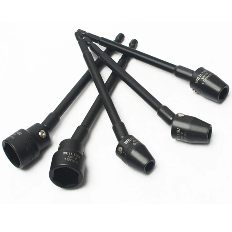 1PCS 1/4 Hex Shank Wobble Socket Adapter 360Degree Rotatable Universal