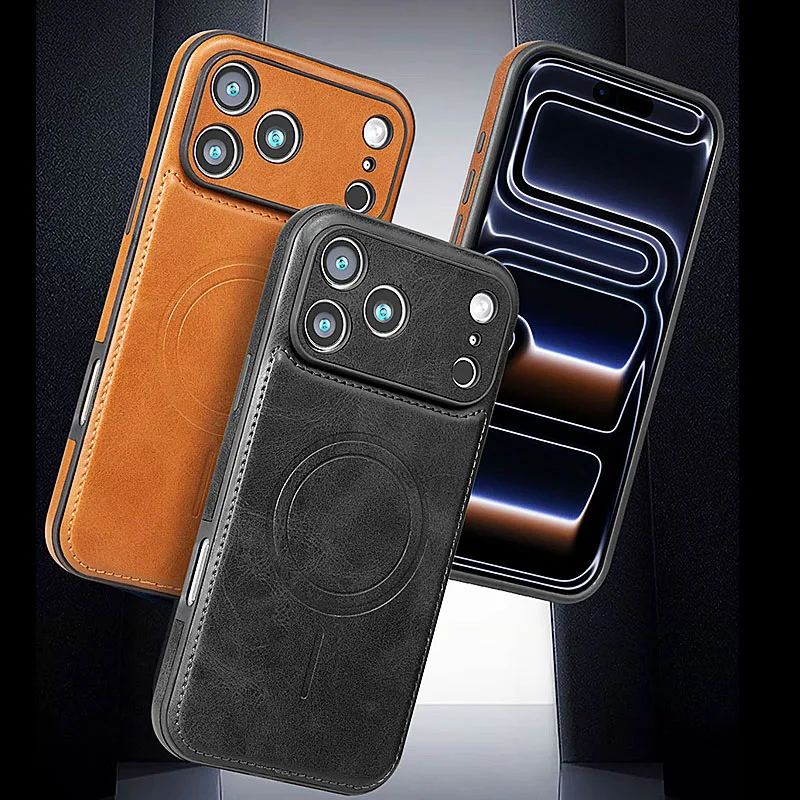 Premium Magnetic Leather Case with Wireless Shockproof MagSafe Cover