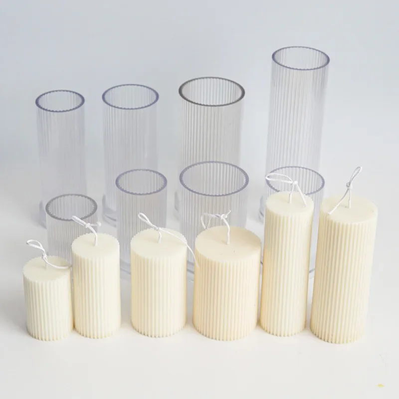 Pc Acrylic Plastic Mold Candle Making Kit DIY Pinstripe Round Fine Tooth Cylindrical Candle Plastic Mould Striped Tool