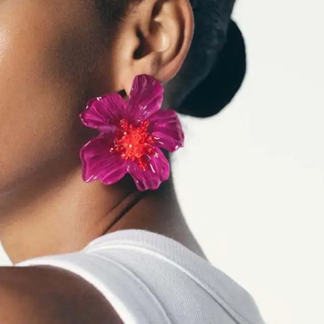 86676-a9957b.jpg Boucles d'oreilles à fleurs transparentes en acrylique coloré pour femmes, grandes fleurs exagérées, accessoires bijoux de fête, 2025