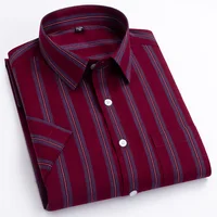 2024 Summer  Regular Fit Classic Young Cotton Plaid Short Sleeve Shirts For Men Plus Size  England  Style Shirts Man's Clothing 1