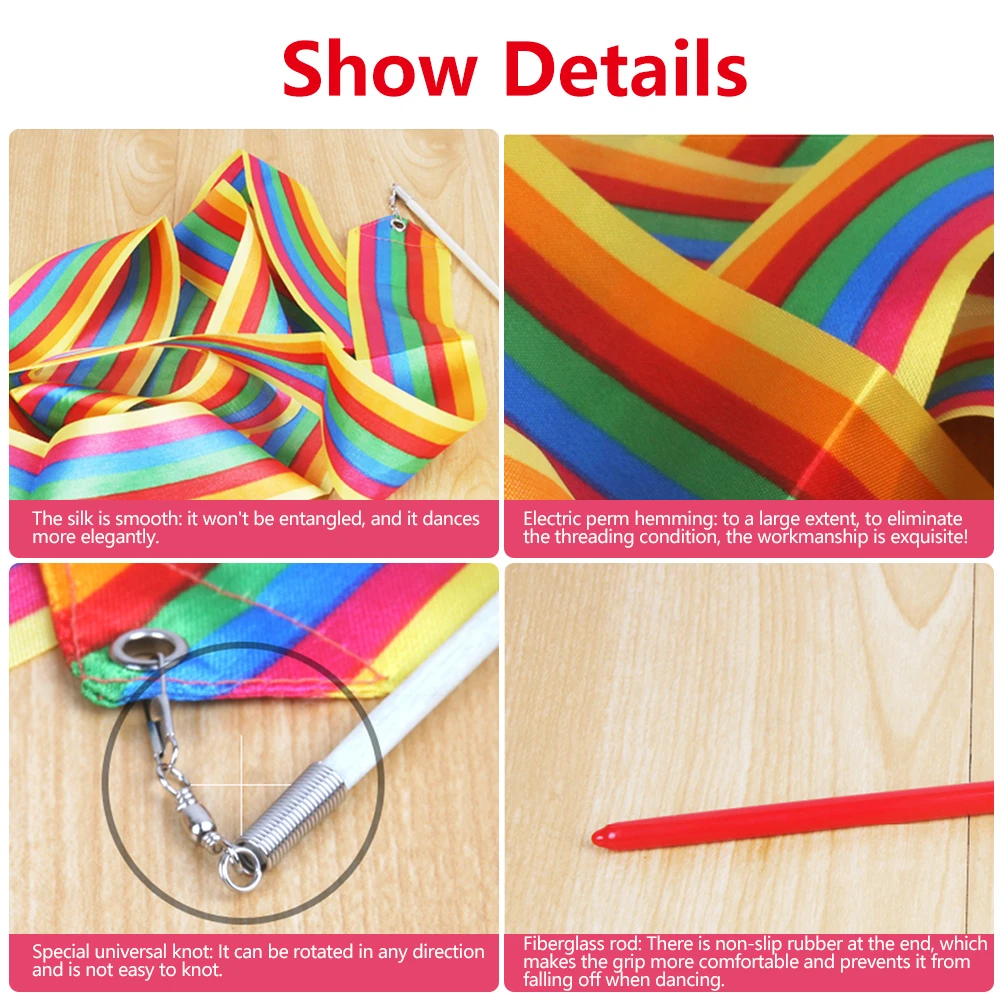 2M Art Gymnastics Ballet Dance Ribbon with Twirling Stick Kid Sport Performance Stage Gym Dance Rhythmic Show Prop 1pc