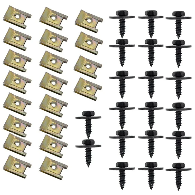 Promotion! 20 Pairs Of Screws Nut Clip Kit Sheet Metal Wheel Arch Cover Bottom Fender With (J260+J98) |