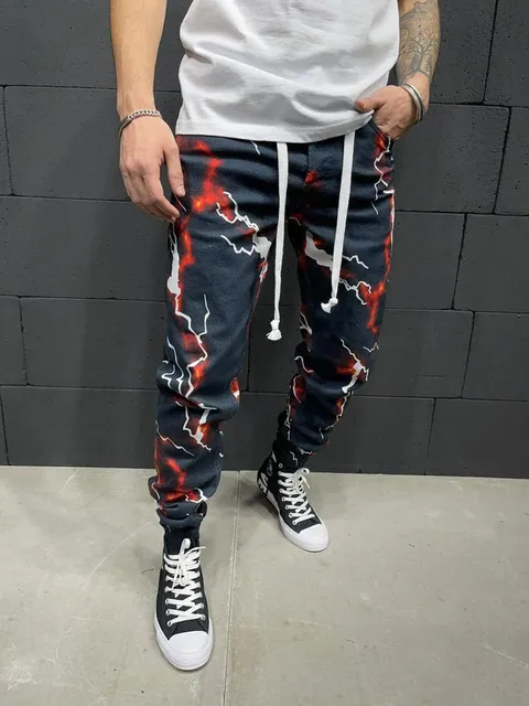 2022 NEW Men Business Casual  Trousers Retro Pattern Print Straight Long Pants Mens Spring Autumn Fashion Streetwear CK-22