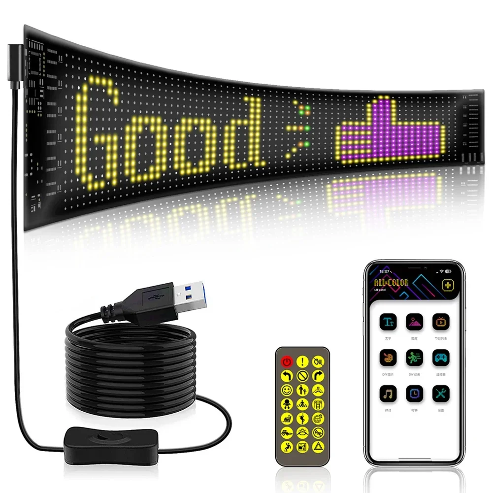5V USB LED Matrix Pixel Panel Light Bluetooth App Control Scrolling Advertising LED Car Sign Animation Programmable For Car Shop
