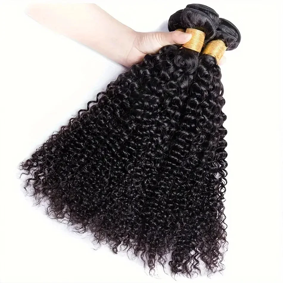 10A Brazilian Curly Bundles Unprocessed Kinky Curly Human Hair Weave 3/4 Pieces Deep Wave 100% Human Hair Extensions No Tangle