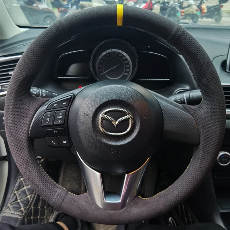 Coprivolante Personalizzato Per Auto In Morbida Pelle Scamosciata 100% Adatto Per Mazda 3 Axela Mazda 6 Atenza Mazda 2 Cx-3 Cx3 Cx-5 Cx5 Scion