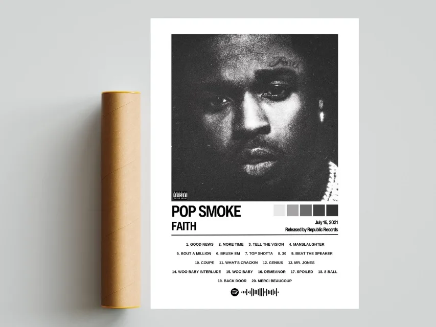 thumbnail image 1 of $uicideboy$ Póster de portada de álbum de música Pop Smoke de Lil Peep, arte de pared de cantante pop, impresiones en lienzo, pintura para dormitorio, decoración del hogar, regalos, 1 of 5