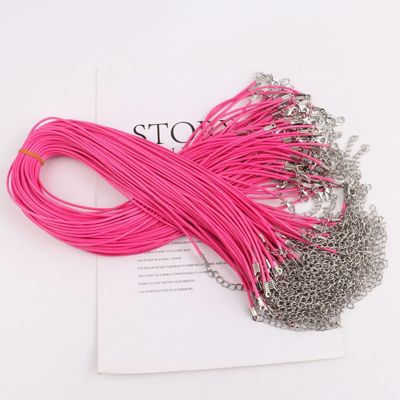 100Pcs Handmade Leather Rope Chain Adjustable Braided Rope Necklaces & Pendant Charms Findings Lobster Clasp String Cord