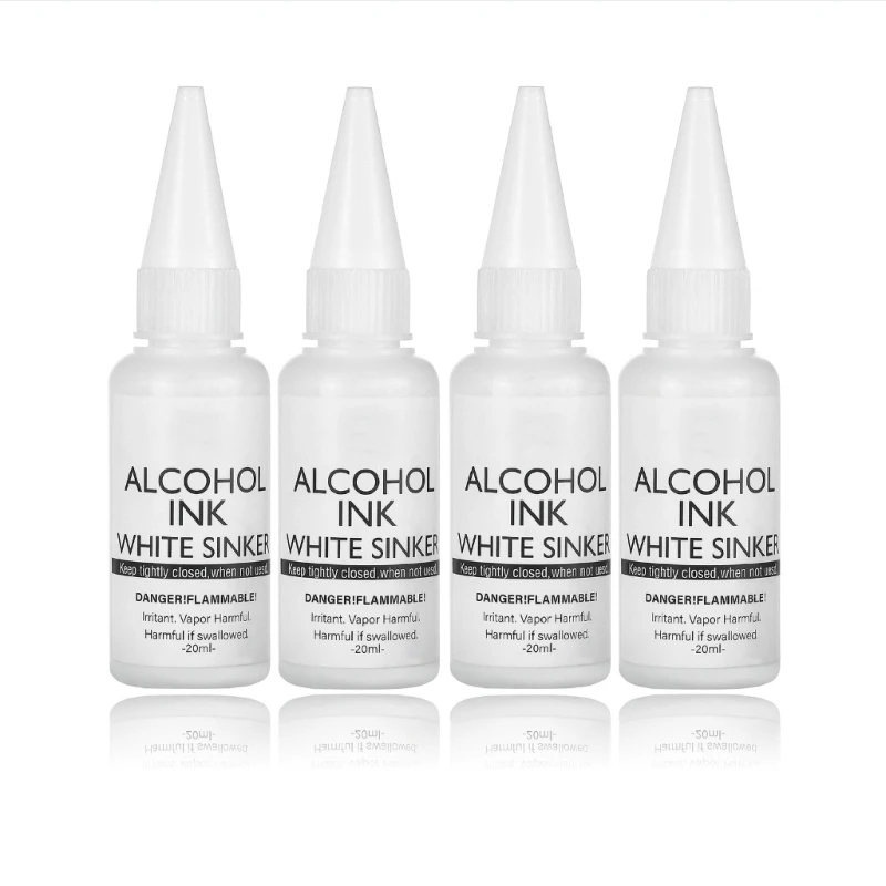 E0BF 4Pcs White  Ink for Epoxy Resin, Tumbler Making,Alcohol-Based Resin Ink