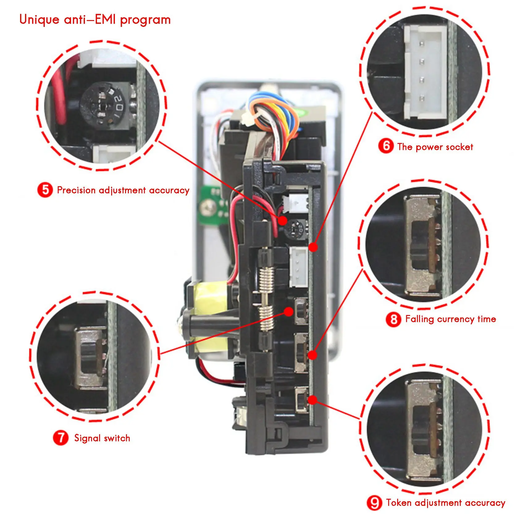 AED6-코인 수납기 코인 푸셔 JY133A CPU 아케이드 코인 선택기 자동판매기 아케이드 게임 티켓 교환용