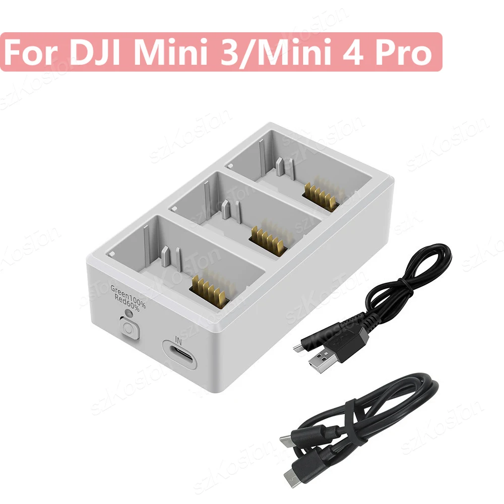 เครื่องชาร์จแบตเตอรี่ DJI Mini 3/3 Pro/4 Pro ชาร์จเร็ว 3 ช่อง