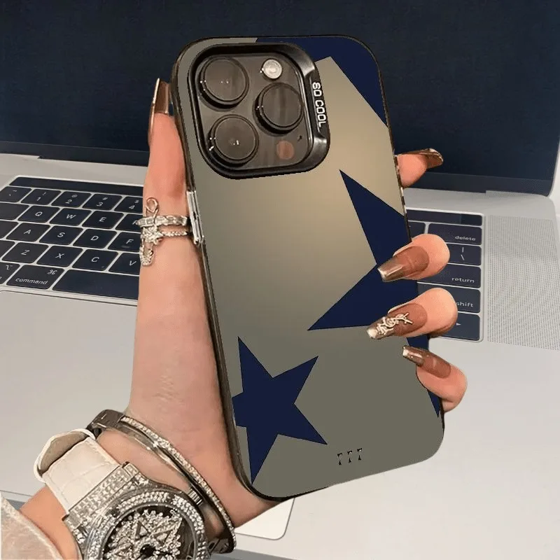 Black Leopard Print Star Phone Case - Durable IMD Material Cover