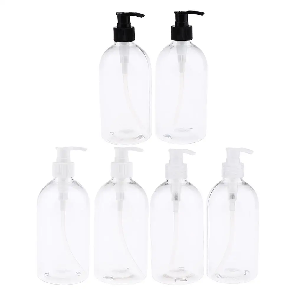 프리미엄 플라스틱 펌프 병 2개입 500ml 리필 가능 샴푸 디스펜서 (주방, 욕실, 미용실용)