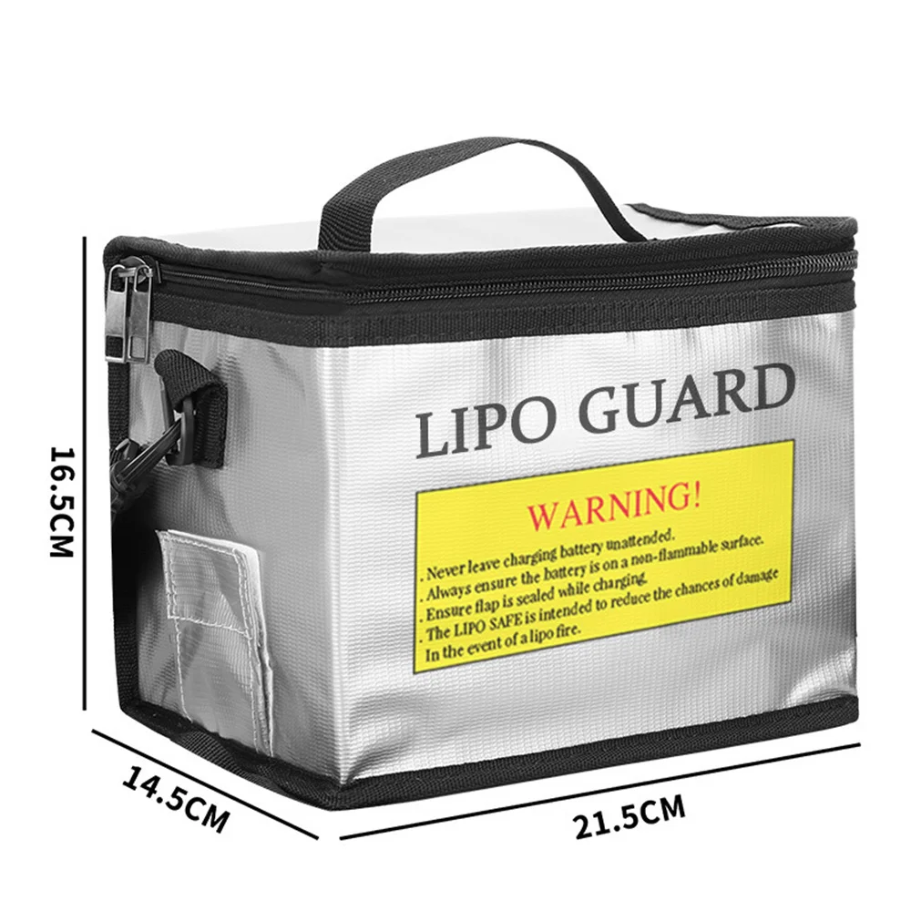 Sac de sécurité ignifuge pour batterie LiPo avec poignée de transport et coutures ignifuges