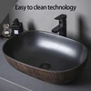 Ceramic Table Sink Bathroom Balcony Countertop Vessel Sink Oval Above Counter Wash Basin Lavatory Vanity Sink Brown Art Basin 2
