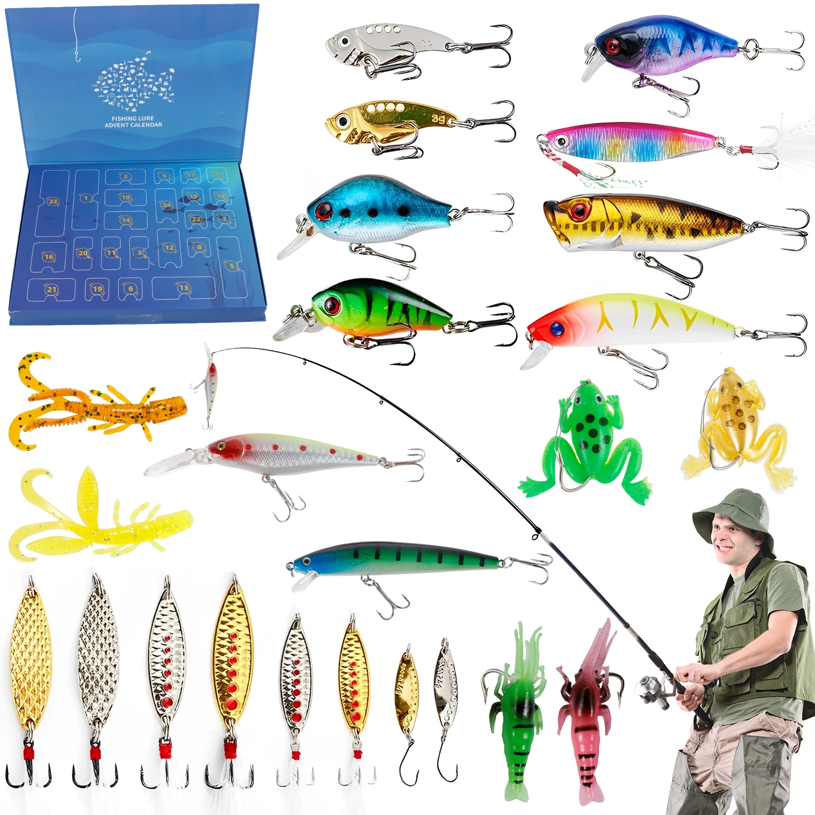 Advent Calendar Adult Fishing Advent Calendar Fishing Gifts 24 Days Christmas Countdown Tackle Lures Gifts