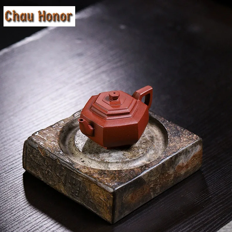 120ml Retro Yixing Purple Clay Teapots Artists Handmade Hexagonal Pot Raw Ore Purple Mud Tea Maker Kettle Zisha Tea Set Gift