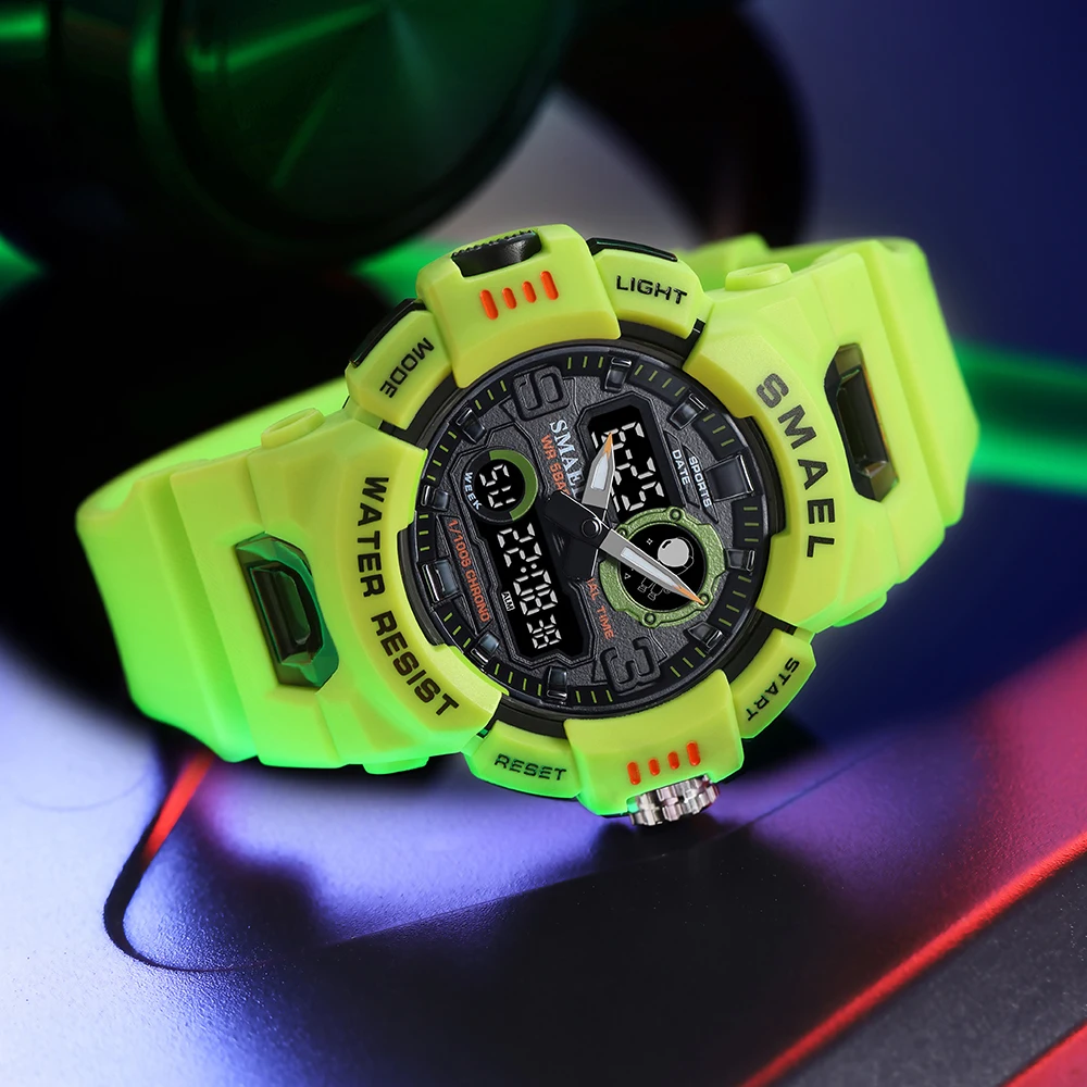 SMAEL Orologio sportivo digitale da uomo, militare, impermeabile