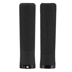 Rubber Shockproof Non-Slip Handlebar Grips with Aluminum Alloy Lock Cuffs for Balance and Mountain Bikes (Black)