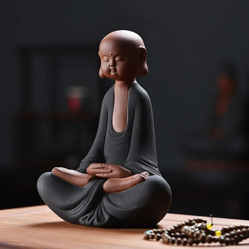 Chinese Style Household Purple Sand Small Monk Decoration, Living Room Decoration, Zen Buddhism, Buddha Figure Decoration