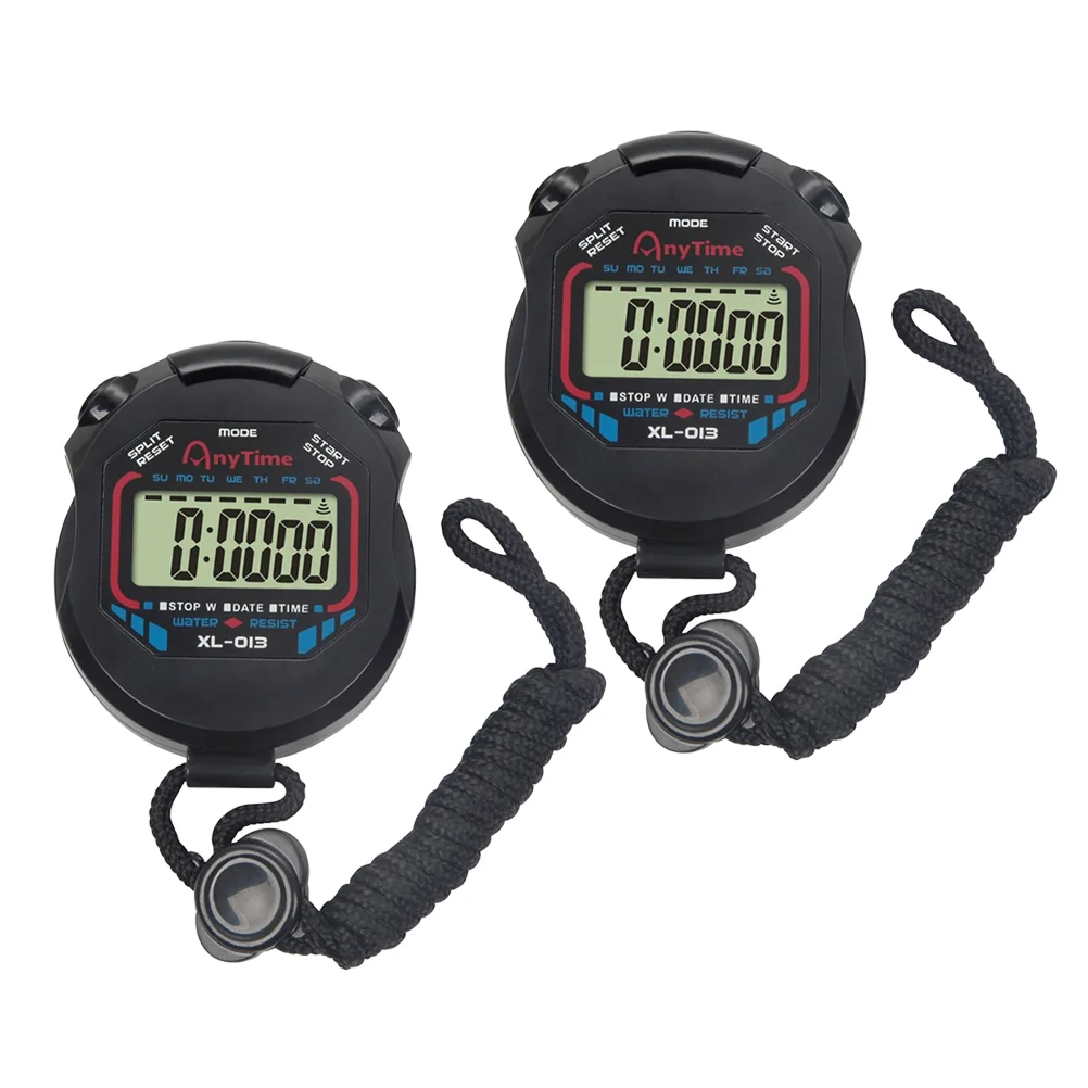 

2pcs Digital Professional Handheld LCD Stopwatch Sports Chronograph Timer with Alarm Feature for Kids Runner Sports Fitness and